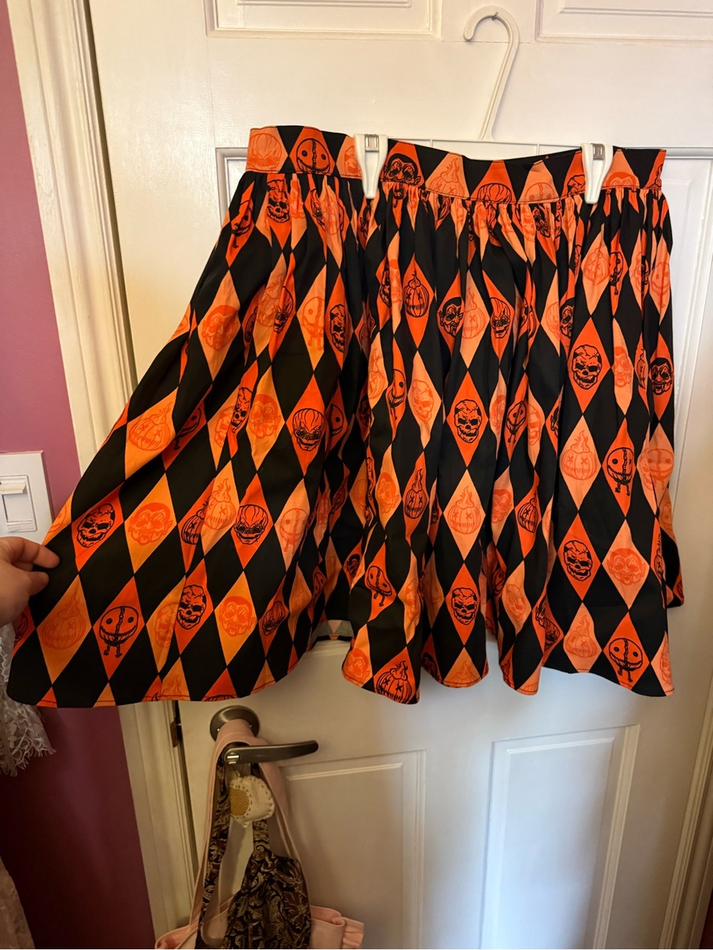 Vixen by Micheline Pitt Trick R Treat Halloween Harlequin Skater Skirt Size 2XL - Picture 3 of 5